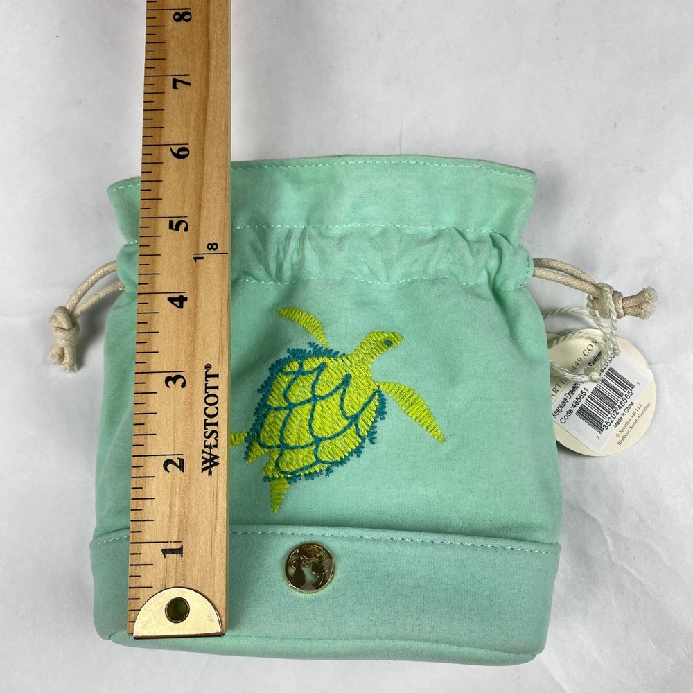 NWT Spartina 449 Keepsake Drawstring Pouch Embroidered Sea Turtle- Flaw - Picture 16 of 16